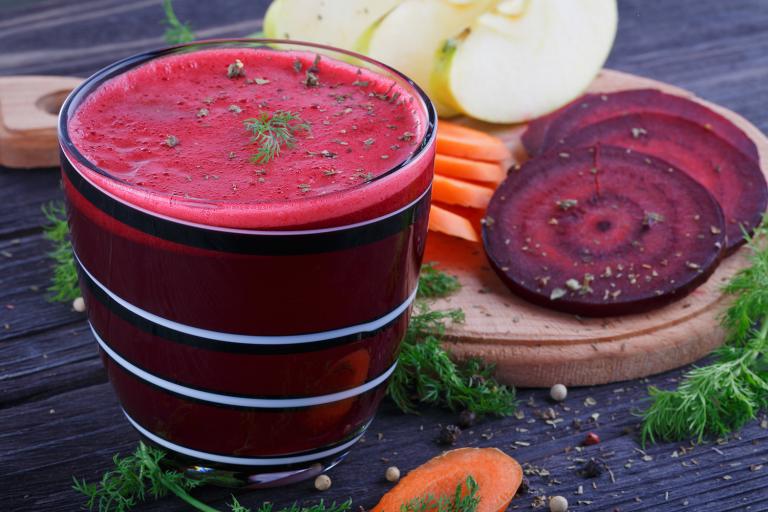 Detox juice made from carrots, beets, and apples